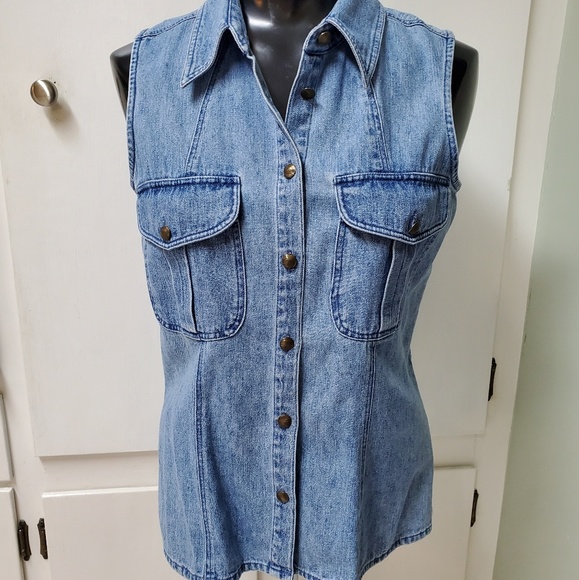 Telluride Tops - 🌍 Telluride Sleeveless Denim Shirt Women's 4